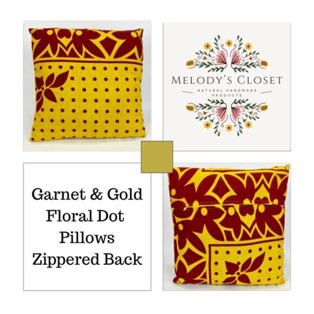 NWOT Handmade Garnet and Gold Ankara Pillow Cover and Pillow